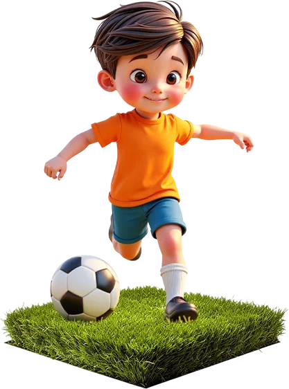 playing soccer boy